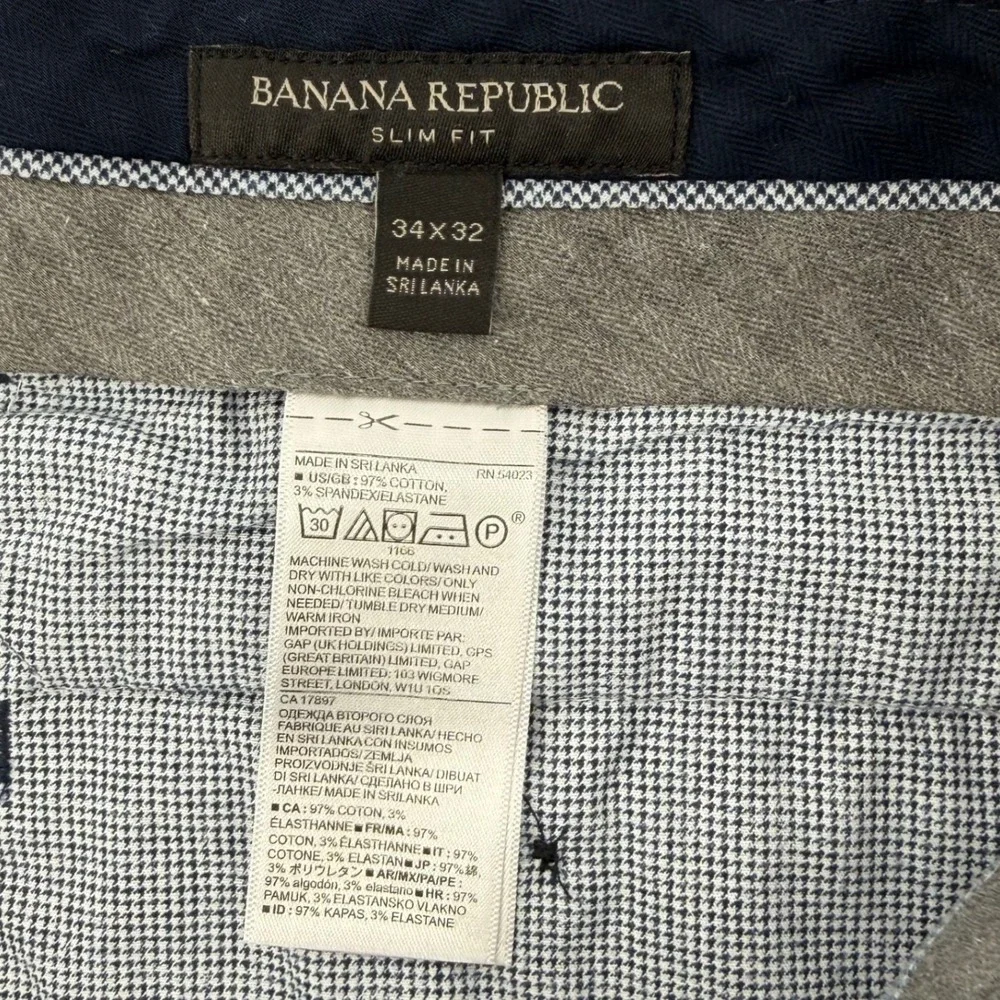Banana Republic Slim Fit Navy Blue Textured Dress Pants Men 34x32 Office Stretch